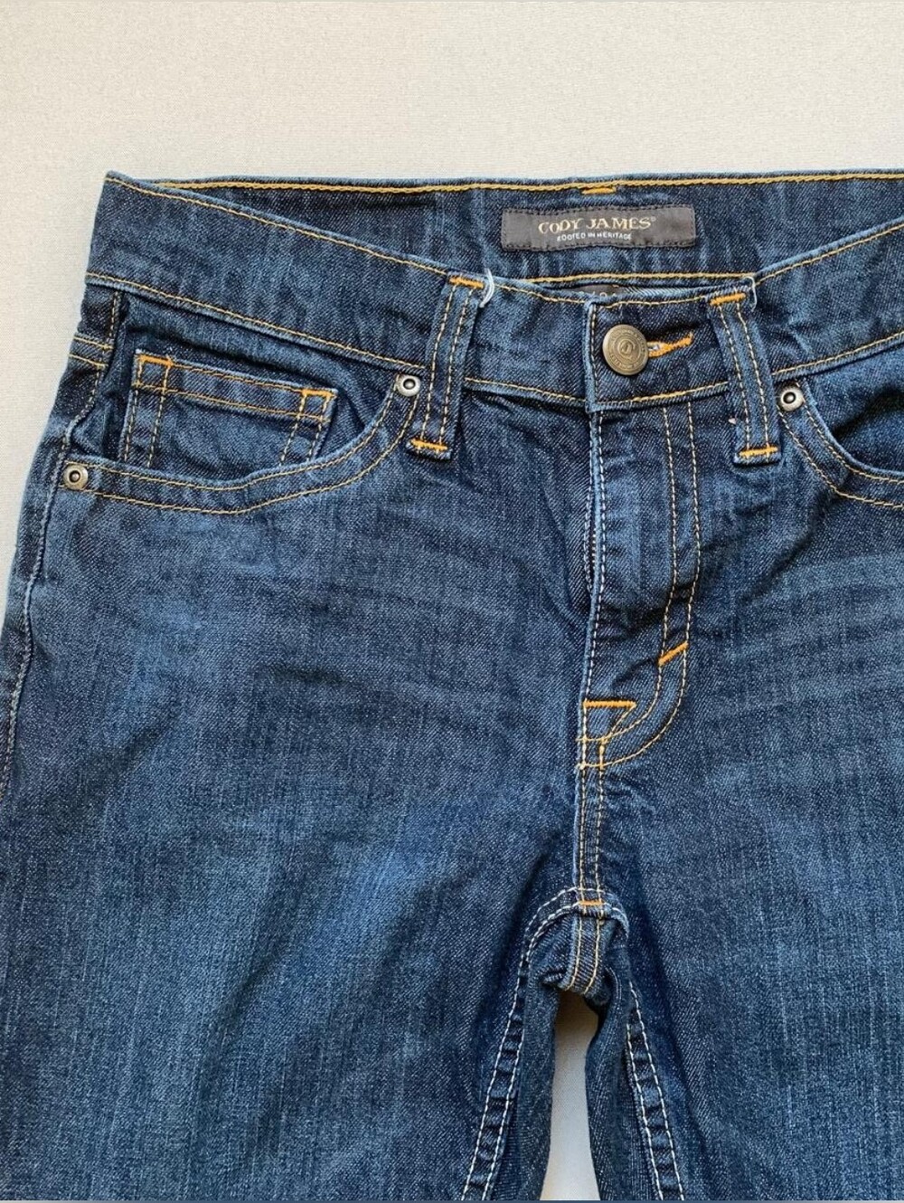 Men's Dark Blue Bootcut Jeans - Picture 3 of 12